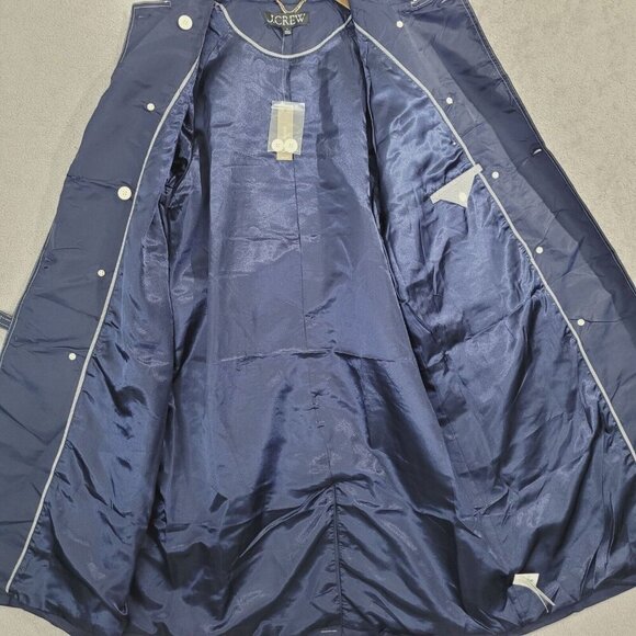 NWT J.Crew Womens Double-Breasted Navy Trench Coat 6 Recycled Polyester Button - Picture 10 of 12